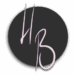 Henry's initials in a handwritten script, purple, against a dark grey circle.