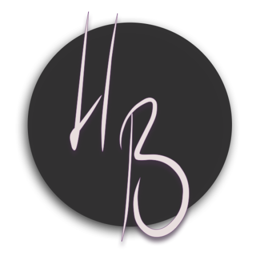 Henry's initials in a handwritten script, purple, against a dark grey circle.