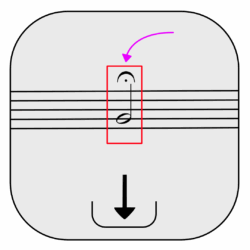 A minim with a fermata, highlighted in a red rectangle.