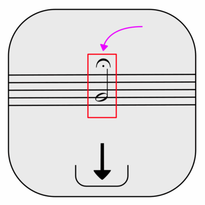 A minim with a fermata, highlighted in a red rectangle.